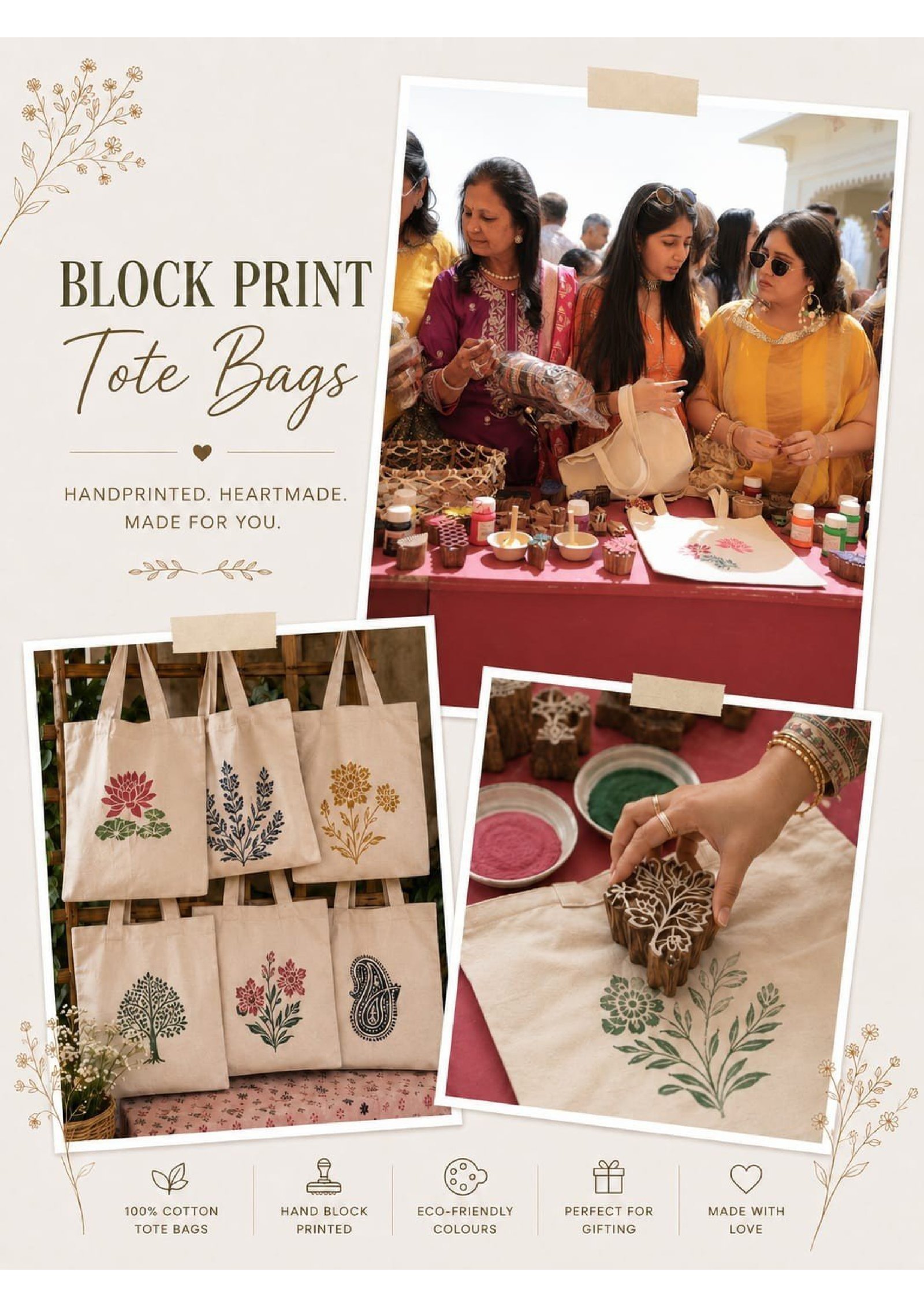 Block Print Tote Bag Live Stall Udaipur
